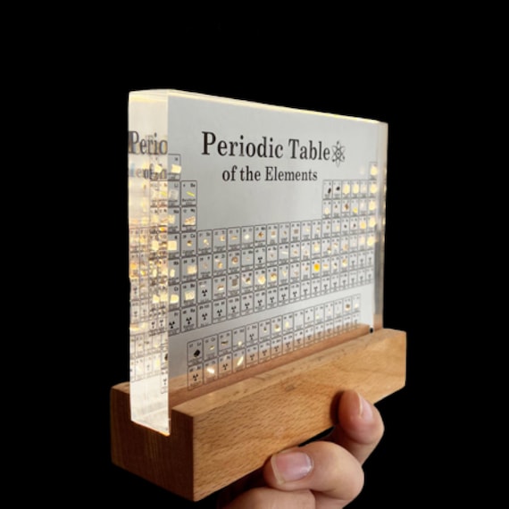 Periodic Table with Real Elements LED Night Light Table Lamp, Science Kit, Science Gifts