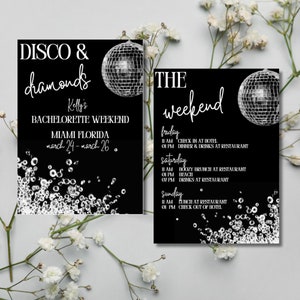 Disco and Diamonds | Last Disco Bachelorette Invitation/Email & Itinerary Template, Bachelorette Weekend, Instant Download