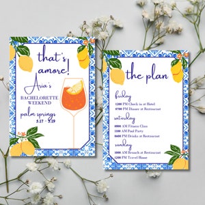 That&#39;s Amore | La Dolce Vita | Italian Summer Bachelorette Invitation/Email & Itinerary Template, Bachelorette Weekend, Instant Download