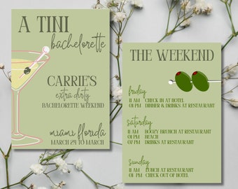 A TINI Bachelorette | Shaken Not Stirred | Martini Extra Dirty | Bachelorette Invitation & Itinerary Weekend Template, Instant Download