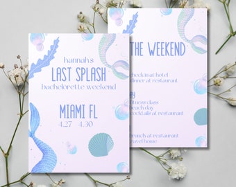 Letztes Platschen | Meerjungfrauen und Ehe | Pool Party Strand Bachelorette Einladung/Email/Evite & Reiseplan Wochenende Vorlage, Sofort Download