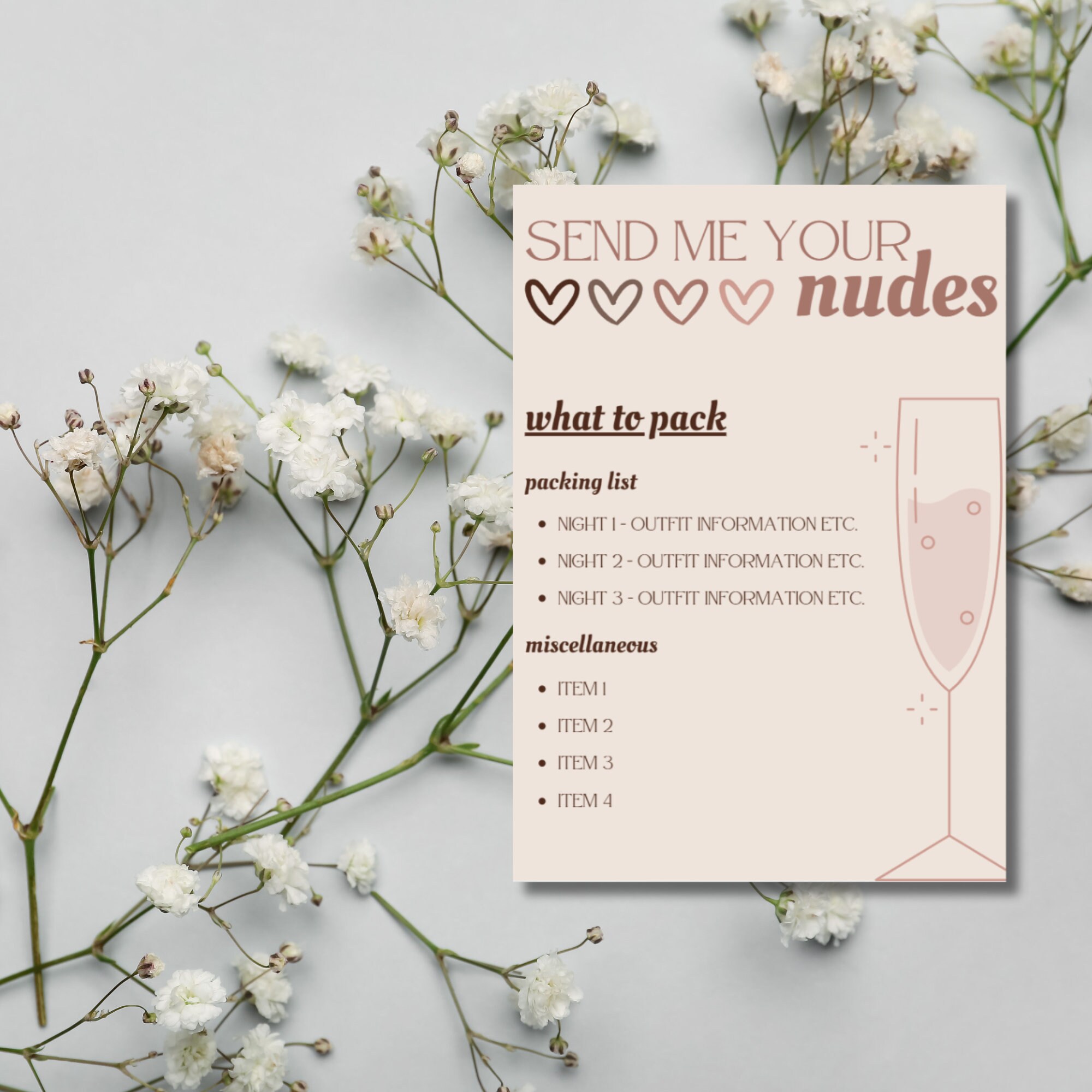 Send Nudes Show Me Your Nudes Themed Bachelorette Invitation/email