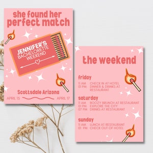She Found Her Perfect Match/Match Made in Heaven Theme Bachelorette Weekend Invitation/Email & Itinerary Template, Instant Download