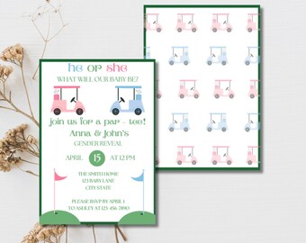 Golf Gender Reveal Invitation: Par-Tee He or She (Digital Download)