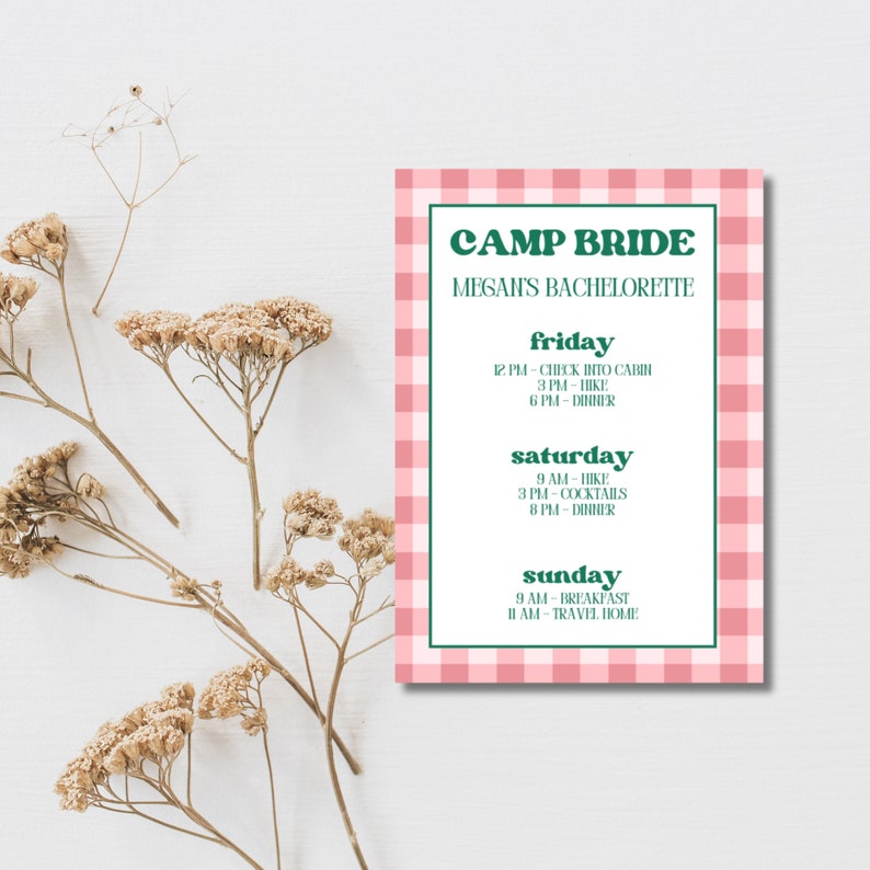 7-teiliges Camp Bride Schärpen Set – Für Junggesellinnenabschied, Brautparty & Camping