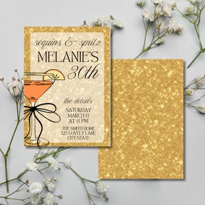 Sequins and Spritz | Italian Summer | Glam Birthday | A Spritz Older Invitation | Dinner | Party Invite Email Template Instant Download