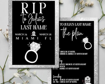 RIP to Her Last Name, RIP to the Single Life Bachelorette Invitation/Email & Itinerary Template, Bachelorette Weekend, Instant Download