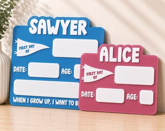Personalized First Day of School Sign | Back to School Photo Prop | Last Day of School | Reusable Dry Erase School Milestone Board