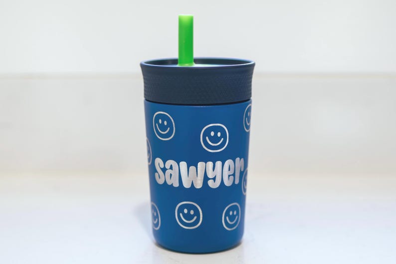 Personalized Owala Kids Tumbler | Custom Name Engraved Water Bottle | Dinosaur, Formula 1, Smiley Face Design | Gift for Boys | Toddler Gift image 4