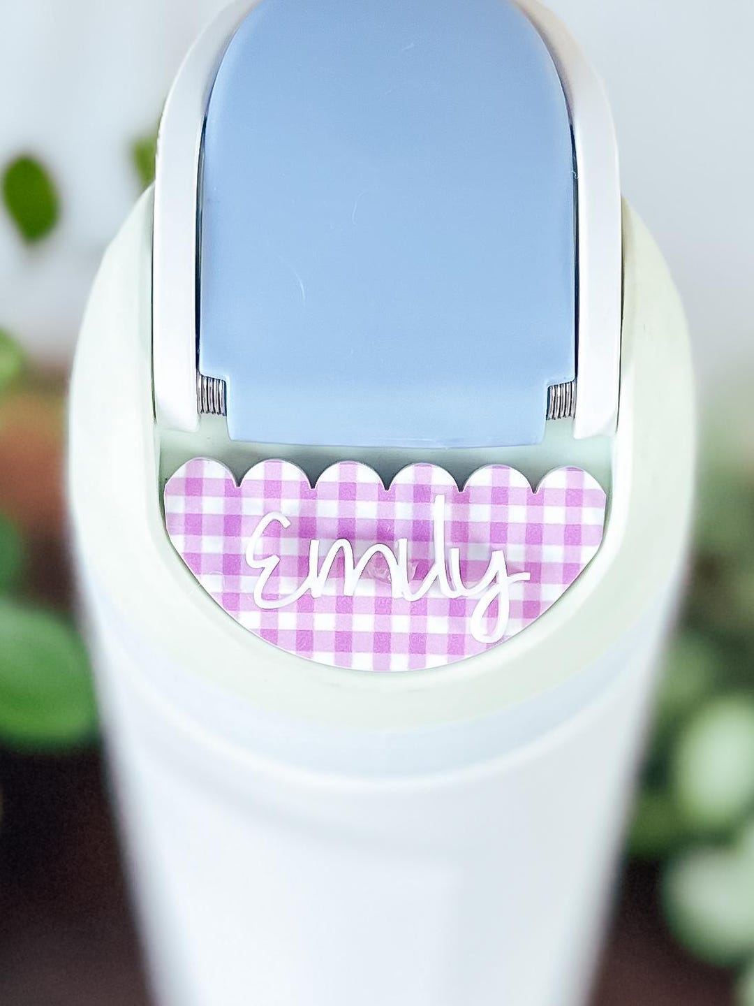 Plaid gingham Owala Water Bottle Name Plate Adhesive Custom Water plaid-gingham-owala-water-bottle-name-plate-adhesive-custom-water