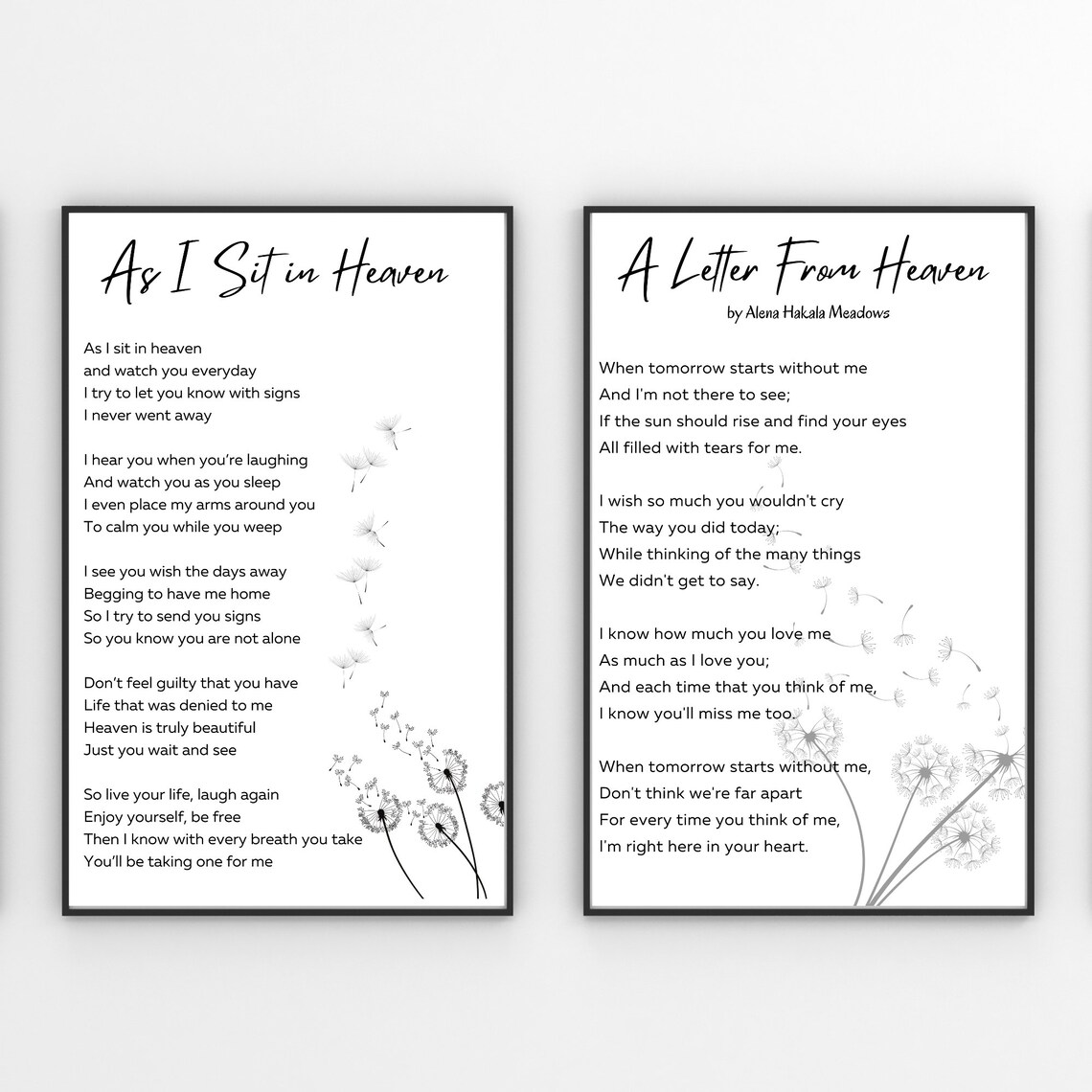Letter from heaven as i sit in heaven grief poem grief etsy