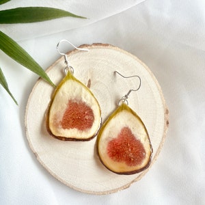 Dried Black Fig Slices Earrings - Real Fig Earrings - Real Fruits Earrings - Natural Earrings - Botanical Earrings - Gift for Her