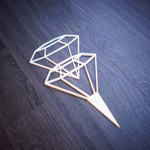 Diamonds Trellis for Small House Plants 3D Printed White