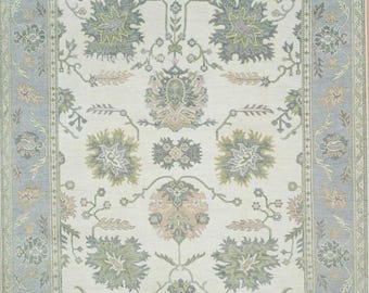 Beige color  Exquisite Oushak style Hand Knotted Rug 4x6, 5x8, 6x9, 8x10, 9x12, 10x14 ft Contemporary Handmade Rugs for Living Room