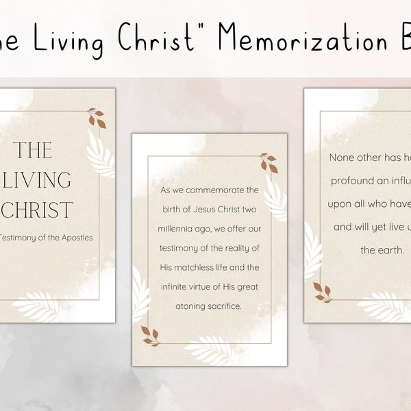 The Living Christ Memorization Book, The Living Christ Gift for Relief Society, Primary, Young Women, 4x6 Photo Printable Memorization Cards