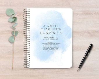 Music Teacher Planner Printable | Musician Calendar | Piano Violin Guitar Cello Teachers Journal | Digital Download Music Lessons Planner