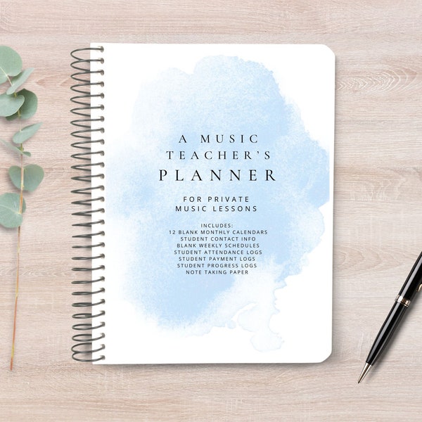 Music Teacher Planner Printable | Musician Calendar | Piano Violin Guitar Cello Teachers Journal | Digital Download Music Lessons Planner