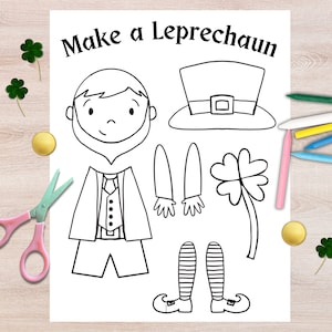 Klipp och klistra pyssling med pyssling | Bygg en pyssling | Gör en pyssling | Utskrivbar St Patrick's Day | Målarbild | Förskoleaktivitet |