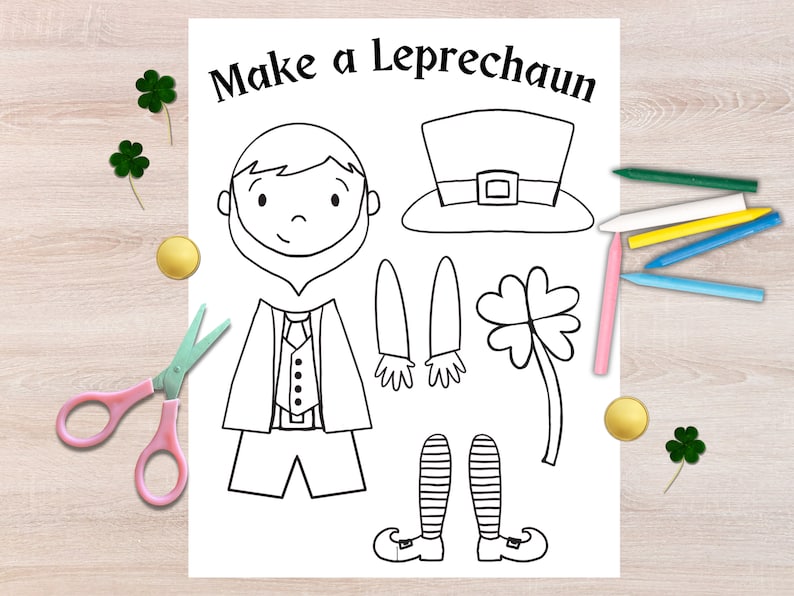 Leprechaun Cut and Paste Craft | Build a Leprechaun | Make a Leprechaun ...