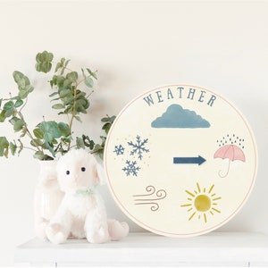 Carte météo | Carte météo imprimable | Station météo à téléchargement numérique | Télécharger et imprimer | Enfants d’âge préscolaire neutres à l’aquarelle minimale