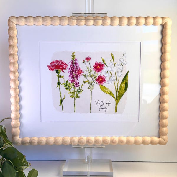 Custom Family Birth Flower Bouquet | Family Garden Watercolor Print