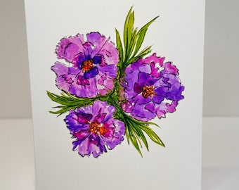 Watercolor Pink & Purple Peony Prints on Blank Greeting Cards