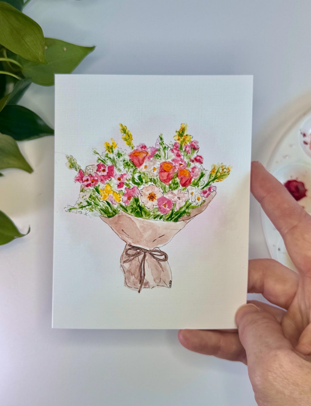 Floral Roses Bouquet Watercolor - Blank Greeting Card Prints for Every ...