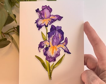 Purple Iris Watercolor Greeting Card