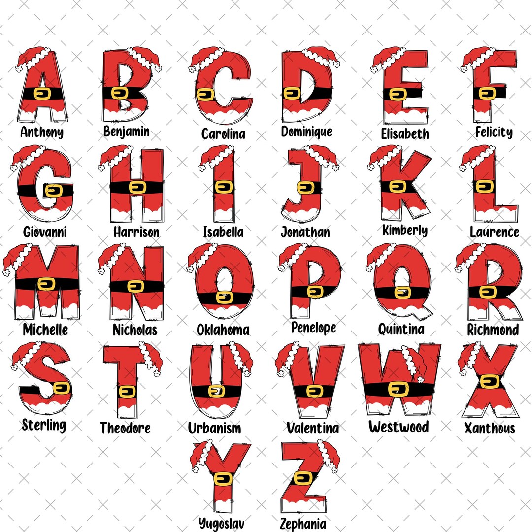 Custom Santa Alphabet Christmas PNG, Reindeer Letter Clipart, Kids Name ...