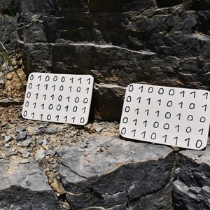 Ceramic boards, breakfast boards, cutting boards / good guys in binary writing image 1