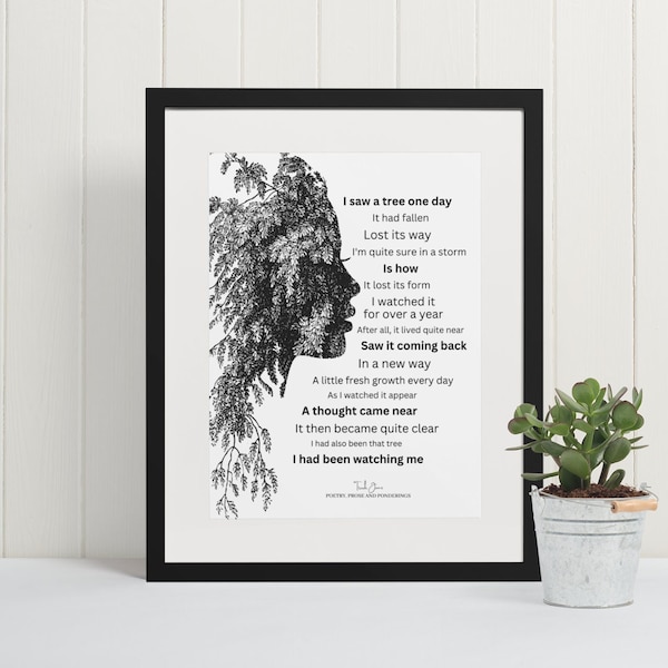 Ready to frame 'Tree' poetry print, Two Styles, Inspirational Poetry, Home Decor, Gifts, Original, Art Print, Trudi Jane Poetry