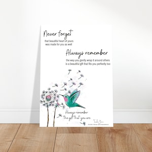 Biglietto di poesia "Never Forget" 5x7, Pronto per essere incorniciato, Poesia di Trudi Jane, Citazioni, Intenzione positiva, Ispirazione, Regalo, Arredamento per la casa, Arte