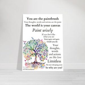 Cartão de poesia "Pincel" 5x7, pronto para emoldurar, poesia Trudi Jane, citações, intenção positiva, inspiração, presente, decoração de casa, arte
