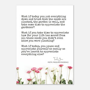 Poetry Card Print for Self-Care and Inspiration - 5x7, Ready to Frame, Created by Australian Poet Trudi Jane