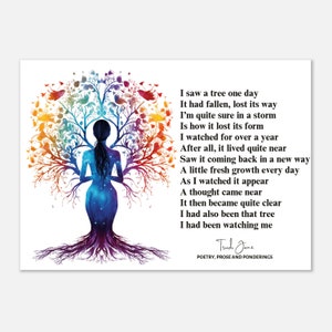 Poetry Karte 15x20cm Print, Baum des Lebens, australische Dichterin Trudi Jane Inspiriert mit 'The Tree' Ein Gedicht für die Seele, fertig zum Einrahmen