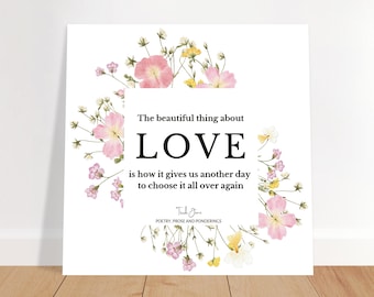 Ready to frame "Love" poetry print, Inspirational Poetry, Kindness, Gift, Love, Wall Art, Home Decor, Trudi Jane Poetry