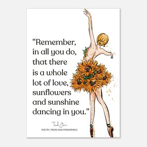 5x7 "Sonnenblumen" Poesie Karte, einrahmungsfertig, Trudi Jane Poetry, Zitate, Positive Intention, Inspiration, Positive Zitate, Geschenk, Home Decor,"