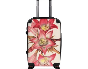 My Blooming Travel Plans Suitcase, Flowers Carry-on Suitcase, Designer Suitcase with Wheels, Floral Hard Case Luggage