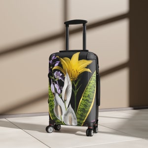 Flower Power Travel Suitcase,  Colorful Suitcase with Wheels, Designer Small Suitcase with Lock and  Telescopic Handle