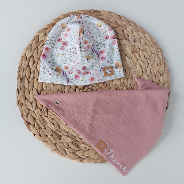 Beanie Mütze Wildblumen floral Mädchen Frühling Sommer Baby Geburt Geschenk