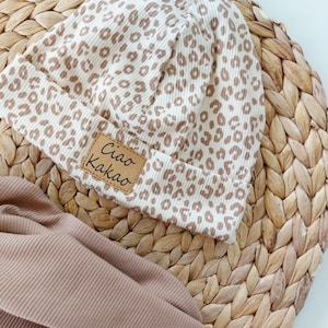 Hipster Beanie Mütze mit Label/Patch Damen und Kinder LEO