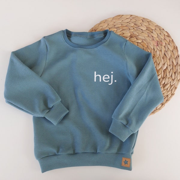 Hej Sweater Hoodie Pullover Shirt Waffel bymini Petrol