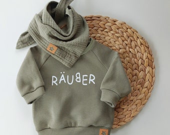 RÄUBER Sweater Hoodie Pullover Shirt Waffel bymini oliv