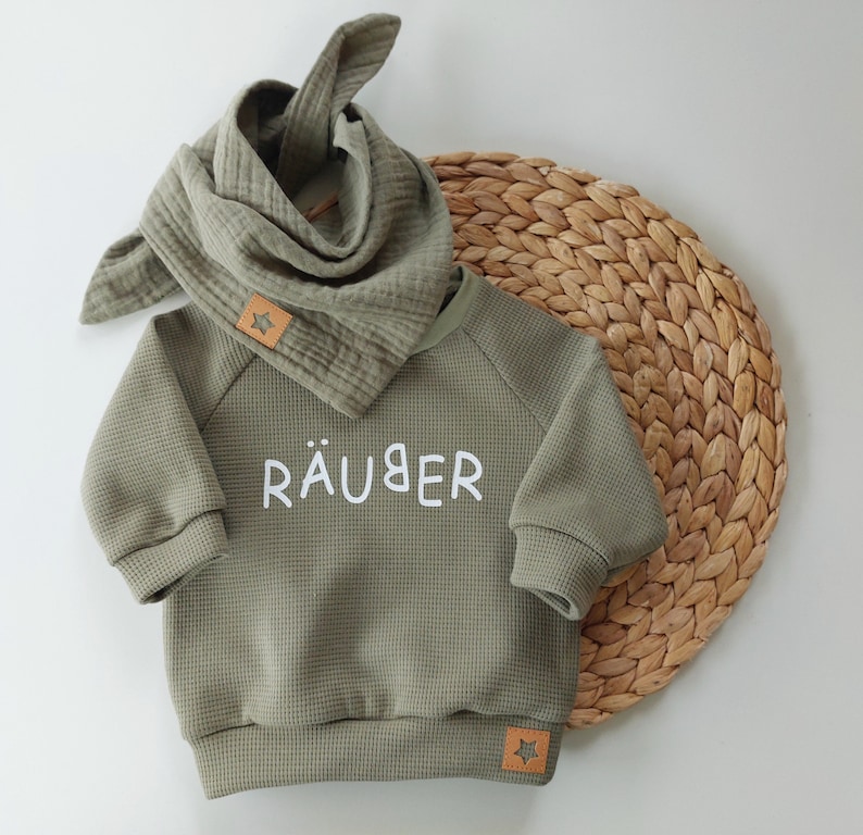 RÄUBER Sweater Hoodie Pullover Shirt Waffel bymini oliv Bild 1