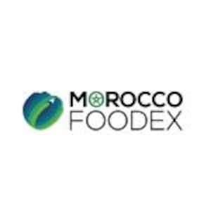 May include: The logo for Morocco Foodex features a globe with blue and green accents, and a green star. The text "MOROCCO FOODEX" is in a bold, black font.