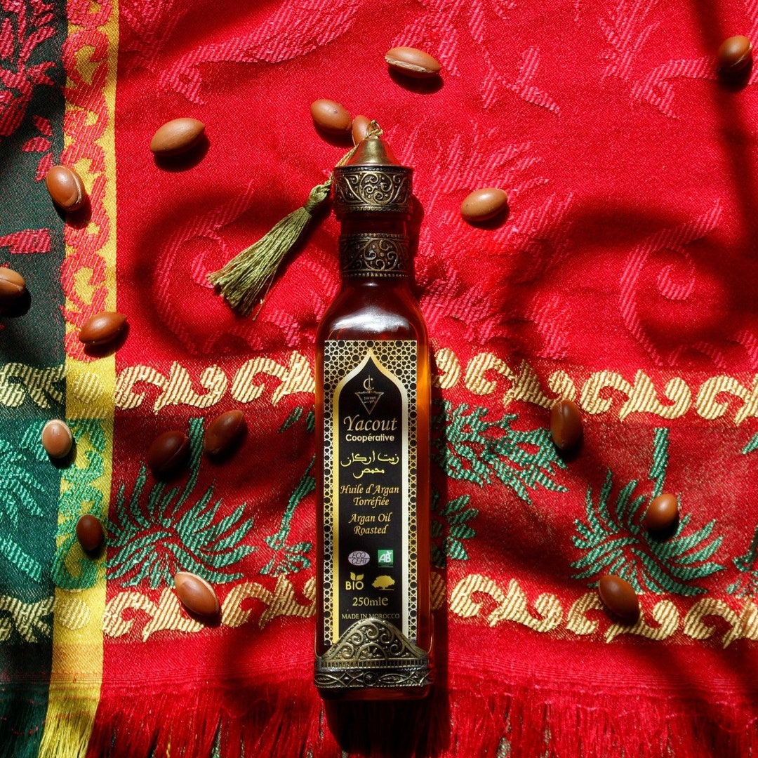 Aceite De Argán Orgánico Marroquí Puro 250 Ml - Prensado En Frío, Para Piel Y Cabello