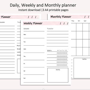 Daily, Weekly, Monthly planner | Printable planner | Digital download