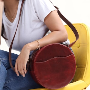 Leather Circle Bag - Etsy
