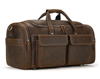 Reisetasche aus Leder | Reisetasche für Herren | Turnbeutel | Handgefertigte Reisetasche | Reisetasche aus Leder | Weekender-Tasche | Reisetasche | Ledertasche