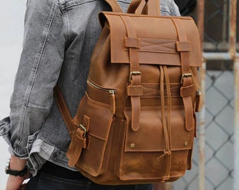 Gift for myself I Brown Leather backpack bag | Utility Backpack bag | Rucksack for men | Laptop bag |Leather Backpack bag | Gift